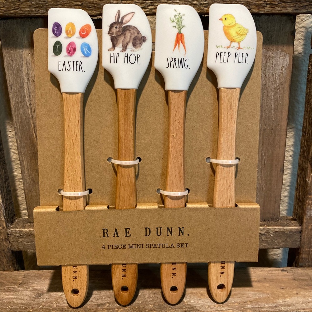 Rae Dunn Easter Mini Silicone Spatulas Wooden Handles Set Of 4, Easter Spatulas